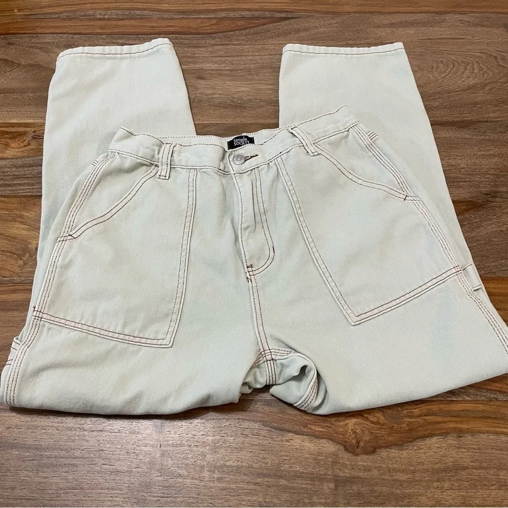 Simple Society Carpenter Super High Rise Light Tan Cotton Jeans‎ Size 9 Y2K
